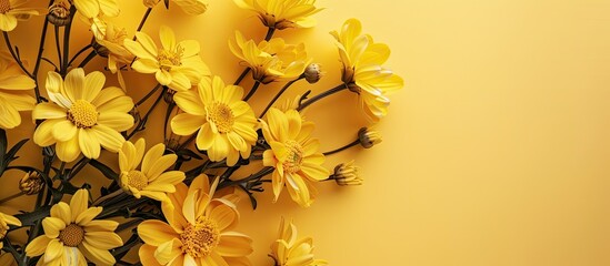 Poster - Bright yellow flowers arranged for Mother's Day with copy space image included.