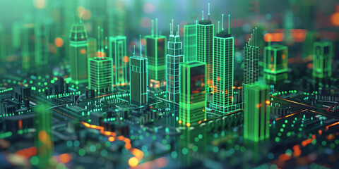 Poster - illustration of the residential real estate developers market. a graph or chart showing the drop in bond values. Background image. Created with Generative AI technology.
