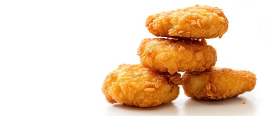Aufkleber - Side view picture of a chicken nugget against a white backdrop, with space for text or graphics. Copy space image. Place for adding text and design