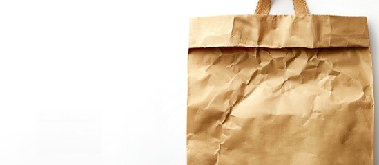 Aufkleber - Brown transparent paper bag with copy space image for takeaway food business packaging on white background. Delivery service concept with advertising placeholder.