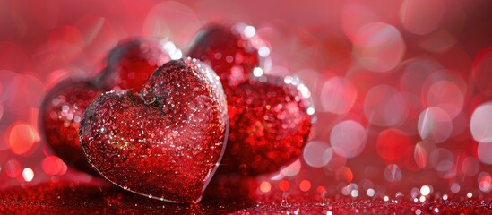 Aufkleber - Red hearts on a background suitable for web design, postcards, banners, celebrating Valentine's Day, weddings, birthdays, or International Women's Day, with copy space image.