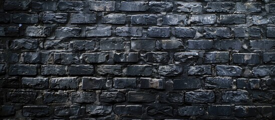 Poster - Vintage dark tone brick wall texture suitable for interior or exterior design with black and grey tones, ideal for a backdrop with blank copy space image.
