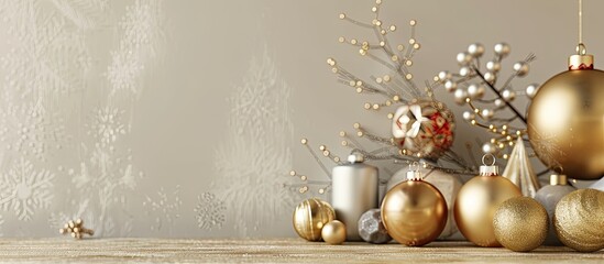 Aufkleber - Festive ornaments for the holiday season add charm to the room's ambiance with a cheerful touch in the copy space image.