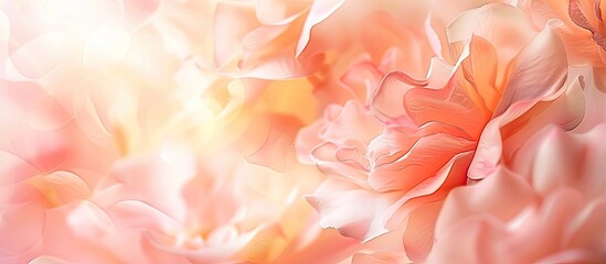 Poster - Soft pastel floral card with blurred delicate rose petals as an unfocused abstract flower backdrop, ideal for a design with copy space image
