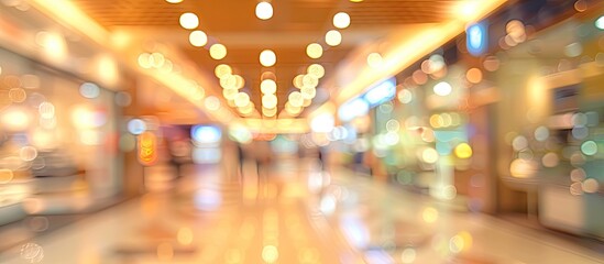 Aufkleber - Blurry interior background in a department store, ideal as a backdrop in your design projects; featuring copy space image.