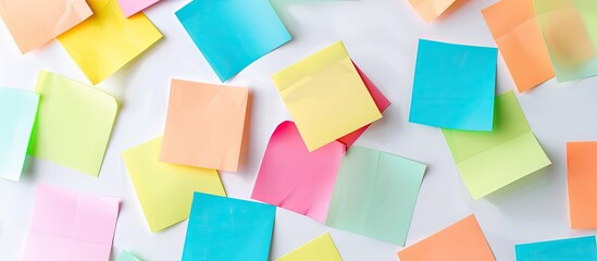 Poster - Colorful sticky notes displayed on a white background with copy space image available.