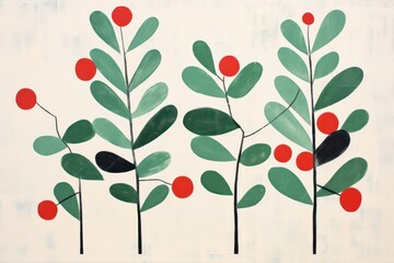 Sticker - Mistletoe art painting pattern.