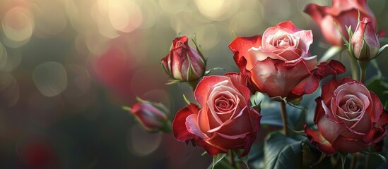 Leinwandbilder - A beautiful arrangement of fragrant roses is displayed against a stunning copy space image, perfect for any occasion.