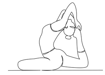 Wall Mural - one continuous drawn line of yoga drawn from the hand picture silhouette. Line art. character female athlete
