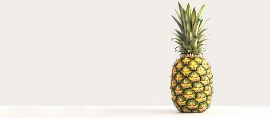 Poster - A pineapple displayed on a white backdrop with room for text or graphics in the picture. Copy space image. Place for adding text and design