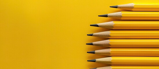 Poster - Yellow pencils on a matching background with empty space for writing or images. Copy space image. Place for adding text and design