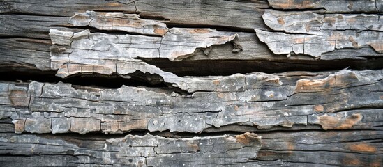 Aufkleber - Nature background featuring an aged wooden texture with horizontal cracks creating a captivating visual. Perfect for using as a copy space image.
