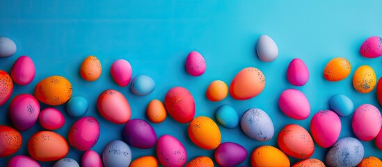 Aufkleber - Colorful Easter eggs creating a vibrant backdrop with copy space image.