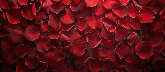 Poster - Background texture of red rose petals with copy space image.