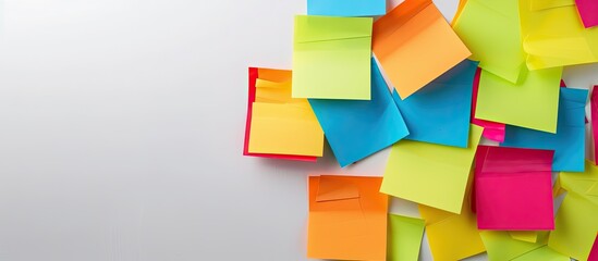 Poster - Colorful sticky notes displayed on a white background with copy space image available.