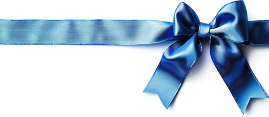 Aufkleber - Blue gift bow on white background with copy space image.