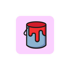 Sticker - Paint for wall line icon. Bucket, jar, decor. Renovating concept. Vector illustration can be used for topics like decorating, home improvement, repair