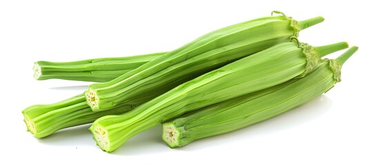 Wall Mural - Okra isolated on a blank background, with ample copy space image.