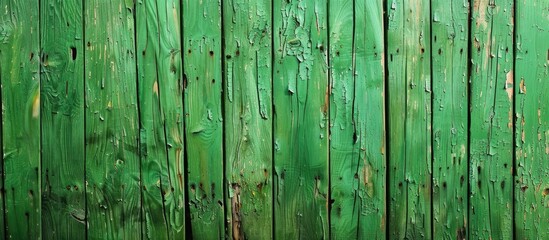 Aufkleber - Background of a green painted wooden fence with a textured copy space image.