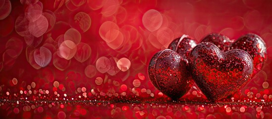 Aufkleber - Red hearts on a background suitable for web design, postcards, banners, celebrating Valentine's Day, weddings, birthdays, or International Women's Day, with copy space image.
