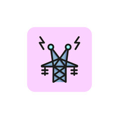 Sticker - Telecommunication tower line icon. Structure, connection, antenna. Electricity concept. Vector illustration can be used for topics like receiver, provider, energy