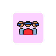 Poster - Virtual presentation line icon. Group, virtual reality goggles, video. Conference concept. Vector illustration can be used for topics like business, innovation, education