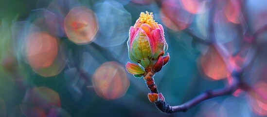Poster - The bud in the background of the copy space image was vibrant and colorful.