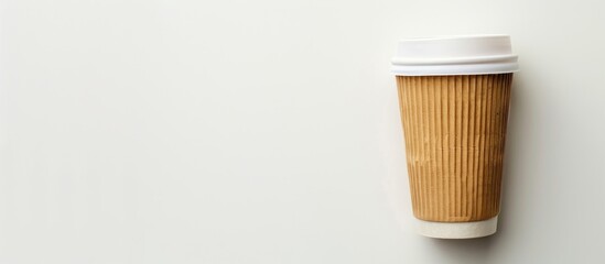 Poster - Coffee cup displayed with white background for copy space image.