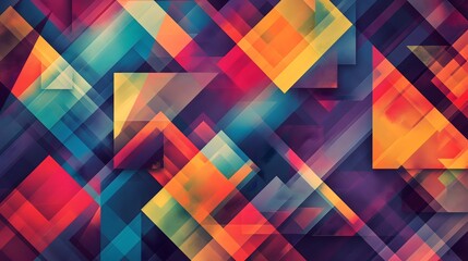Wall Mural - 4. A digital artwork showcasing geometric patterns filled with contrasting colors, creating a visually striking and modern interpretation of color theory.