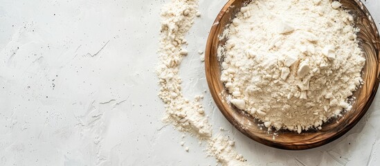 Aufkleber - Plate with fresh yeast, sugar, and flour on light background provides ample copy space image.