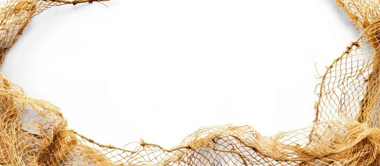Leinwandbilder - Isolated on a white background, a fishing net frame stands with copy space image.