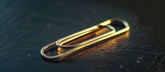 Poster - a paper clip rests on a black table, providing a simple yet striking copy space image.