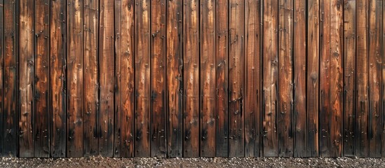 Aufkleber - Panoramic background of a long brown wooden wall with a rough texture, ideal for copy space image.
