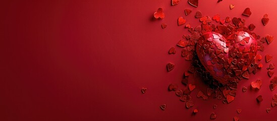 Aufkleber - Valentine's Day-themed red heart surrounded by kisses on vibrant backgrounds with copy space image.