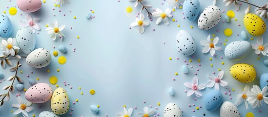 Fototapete - Concept for Easter celebration with blank space for text or graphics in the image. Copy space image. Place for adding text and design