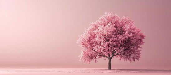 Aufkleber - Pink tree with flowers blossoming, providing a striking copy space image.
