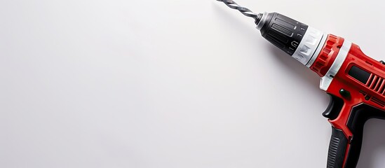Aufkleber - Metal drill positioned on a white backdrop with empty space for text or graphics, ideal for professional presentations or educational purposes. Copy space image. Place for adding text and design