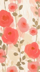 Sticker - Rose pattern wallpaper painting.