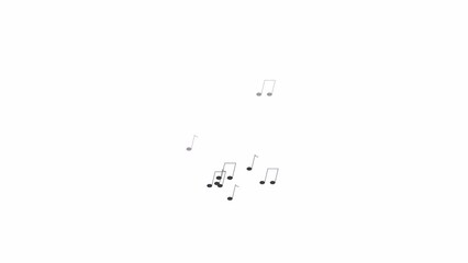 Poster - Floating bunch of music notes line 2D objects animation. Sound harmony visualization flat color cartoon 4K video, alpha channel. Musical play symbols cloud animated items on white background