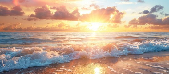 Leinwandbilder - Gorgeous sunset view on the ocean with copy space image.