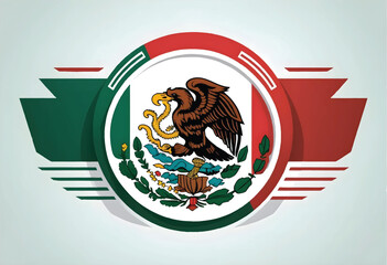 Wall Mural - a minimalist vector design of mexican flag with stripes and circular design elements arround it