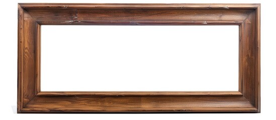 Poster - Wooden picture frame displayed on a white background with copy space image.