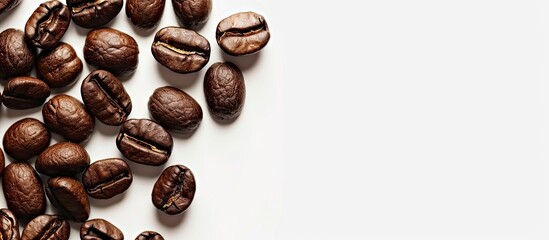 Aufkleber - Coffee beans on a white background with copy space image.