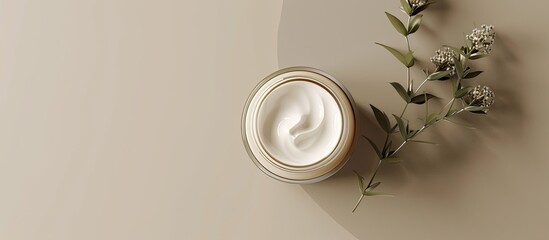 Aufkleber - Top view of a cosmetic skin cream bottle with a blank label, perfect for mock-ups, featuring a clipping path for easy customization with copy space image.