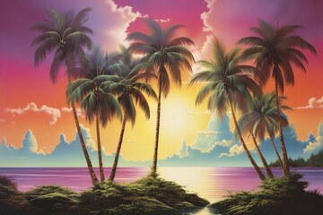 Poster - Coconut trees landscape outdoors nature.