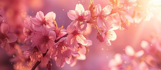 Poster - Cherry blossoms in full bloom, creating a stunning copy space image.