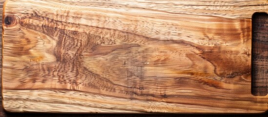 Poster - A wooden cutting board with a white background creating space for images to be added. Copy space image. Place for adding text and design