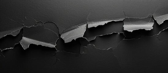 Leinwandbilder - Black background showing ripped paper texture, with space for images. Copy space image. Place for adding text and design