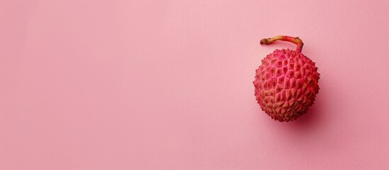 Aufkleber - Flat lay composition of a lychee on a pink background with copy space image available.