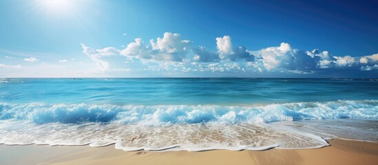 Poster - Morning beach scene with copy space image.